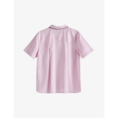 Hay Womens Soft Pink Outline Contrast-trim Organic-cotton Pyjama Shirt In Soft Pink