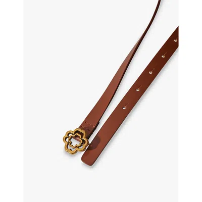Maje Slim Clover Belt In Bruns