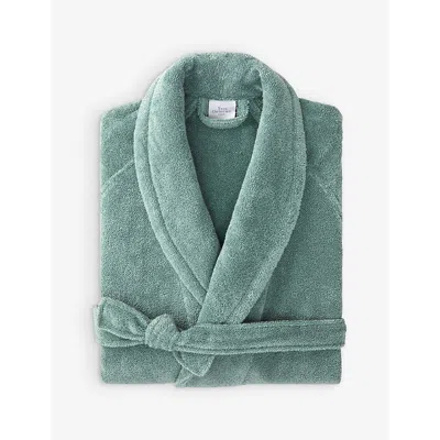 Yves Delorme Etoile Fjord Logo-embroidered Organic Cotton-blend Bathrobe In Fjord