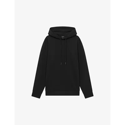 Reiss Mens Black Fabien Long-sleeve Stretch-jersey Hoody In Black