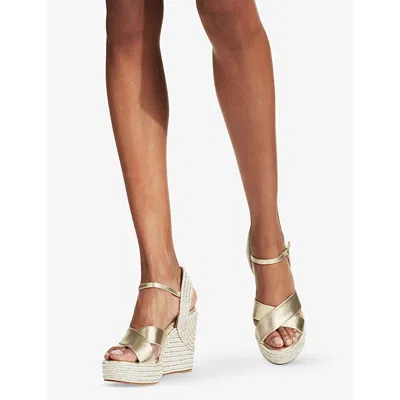 Jimmy Choo Dellena 100 Espadrille Wedges In Champagne Mix