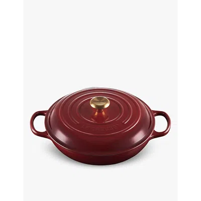 Le Creuset Garnet Signature Shallow Cast-iron Casserole Dish 26cm In Garnet