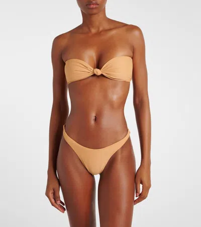 Same Gathered Bandeau Bikini Top In Beige