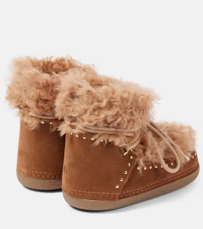 Inuikii Long Curly Shearling Boots In Brown