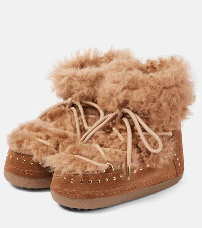Inuikii Long Curly Shearling Boots In Brown