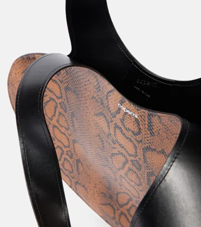 Coperni Heart Sneakeskin-effect Shoulder Bag In Brown