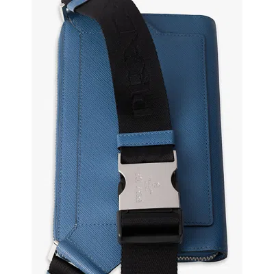 Prada Triangle-logo Leather Belt Bag In Blue