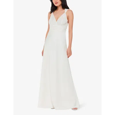 Shop Whistles Omens  Nicole V-neck Silk-blend Maxi Wedding Dress In Cream