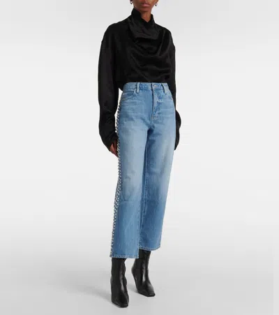 Frame The Pixie Loose High Rise Wide Leg Jeans In Rundown In Blue