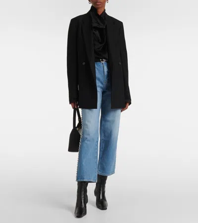 Frame The Pixie Loose High Rise Wide Leg Jeans In Rundown In Blue