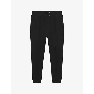 Reiss Mens Black Premier Pinched-seam Stretch-woven Jogging Bottoms In Black