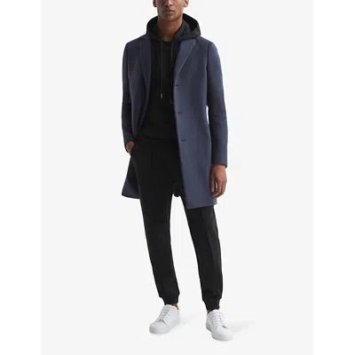 Reiss Mens Black Premier Pinched-seam Stretch-woven Jogging Bottoms In Black
