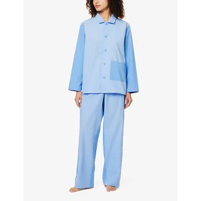 Hay Womens Sky Blue Duo Relaxed-fit Mid-rise Pyjama Trousers In Sky Blue