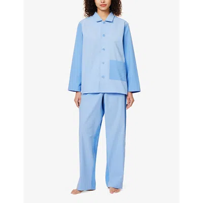 Hay Womens Sky Blue Duo Relaxed-fit Long-sleeve Cotton Pyjama Shirt In Sky Blue