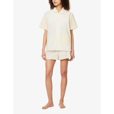 Hay Womens Ivory Outline Relaxed-fit Mid-rise  Cotton Pyjama Shorts In Ivory