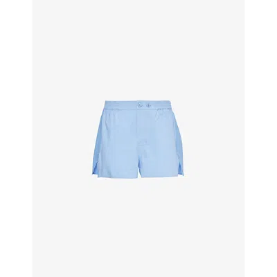Hay Womens Sky Blue Outline Relaxed-fit Mid-rise  Cotton Pyjama Shorts In Sky Blue