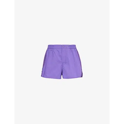 Hay Womens Vivid Purple Outline Relaxed-fit Mid-rise  Cotton Pyjama Shorts In Vivid Purple