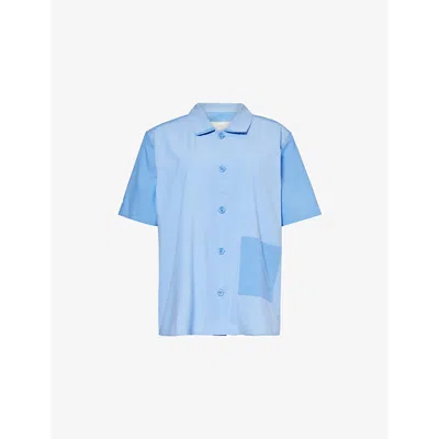 Hay Womens Sky Blue Outline Relaxed-fit Short-sleeve Cotton Pyjama Shirt In Sky Blue