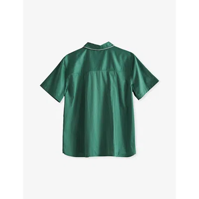 Hay Womens Emerald Green Outline Contrast-trim Organic-cotton Pyjama Shirt In Emerald Green