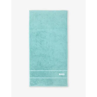 Hugo Boss Aruba Blue Aruba Logo-embroidered Egyptain-cotton B In Aruba Blue