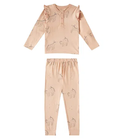 Shop Liewood Wilhelm Printed Ruffled Cotton Jersey Pajamas In Pink