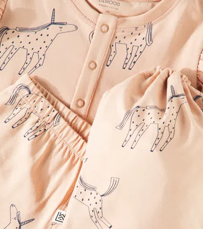 Liewood Wilhelm Printed Ruffled Cotton Jersey Pajamas In Pink