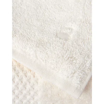 Yves Delorme Nacre Etoile Embroidered-stripe Organic Cotton-blend Hand T In Nacre