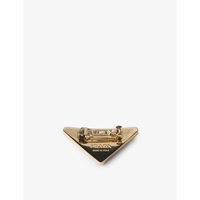 Prada Womens Neutral Triangular Brand-motif Metal Hairclip In Neutral