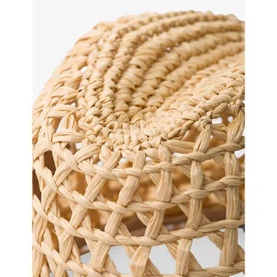 Prada Womens Neutral Triangle-plaque Raffia-effect Woven Fedora Hat In Neutral