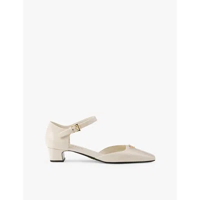 Prada Brand-plaque Patent Leather Pumps In Neutral