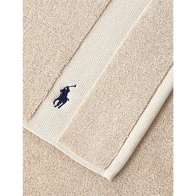 Polo Ralph Lauren Pale Oak Polo Player-embroidered Cotton Bath Mat 55cm X 90cm In Pale Oak