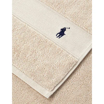 Polo Ralph Lauren Pale Oak Polo Player-embroidered Cotton Bath Sheet 160cm X 90cm In Pale Oak