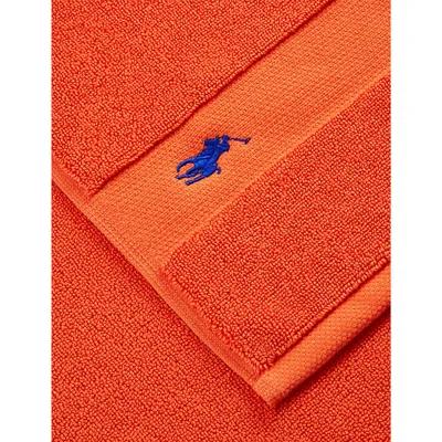 Polo Ralph Lauren Sailing Orange Polo Player-embroidered Cotton Bath Mat 55cm X 90cm In Sailing Orange