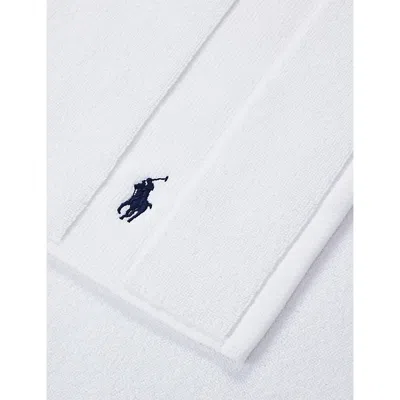 Polo Ralph Lauren White Polo Player-embroidered Cotton Bath Mat 55cm X 90cm In White