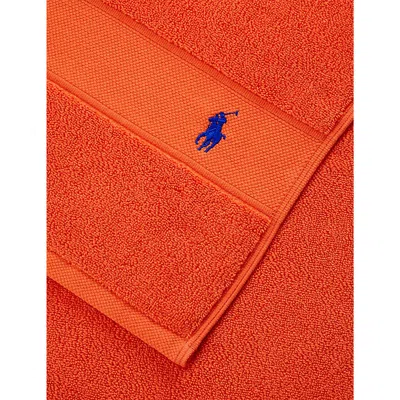 Polo Ralph Lauren Sailing Orange Polo Player-embroidered Cotton Bath Sheet 160cm X 90cm In Sailing Orange