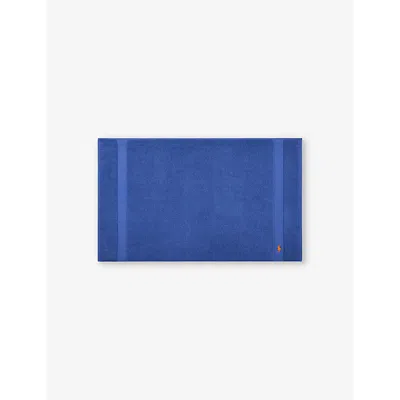 Polo Ralph Lauren Iris Blue Polo Player-embroidered Cotton Bath Mat 55cm X 90cm In Iris Blue