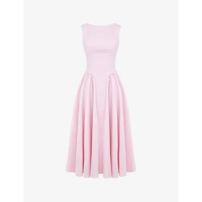 House Of Cb Florentina Open Back Cocktail Midi Dress In Ballerina Pink
