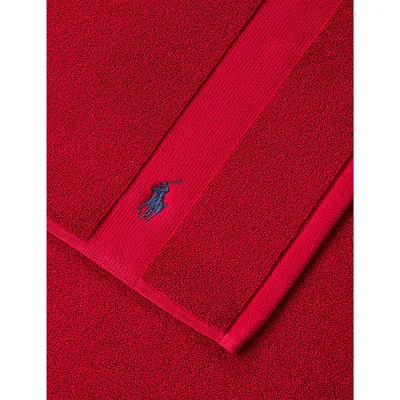Polo Ralph Lauren D 2000 Polo Player-embroidered Cotton Bath Mat 55cm X 90cm In Red 2000