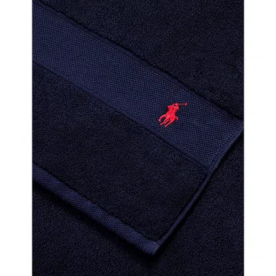 Polo Ralph Lauren Newport Navy Polo Player-embroidered Cotton Bath Sheet 160cm X 90cm In Newport Navy