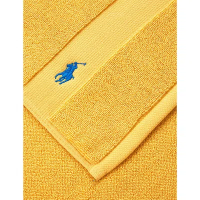 Polo Ralph Lauren Yellow Polo Player-embroidered Cotton Bath Mat 55cm X 90cm In Yellow