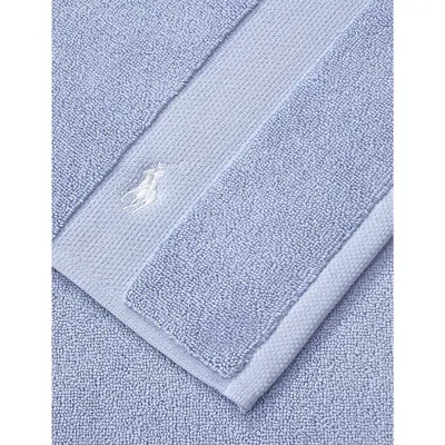 Polo Ralph Lauren Office Blue Polo Player-embroidered Cotton Bath Mat 55cm X 90cm In Office Blue