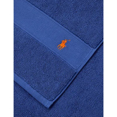 Polo Ralph Lauren Iris Blue Polo Player-embroidered Cotton Bath Sheet 160cm X 90cm In Iris Blue