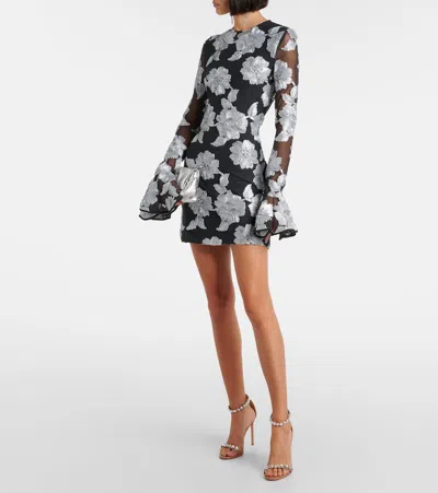 Rotate Birger Christensen Embroidered Mesh Minidress In Grey