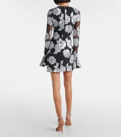 Rotate Birger Christensen Embroidered Mesh Minidress In Grey