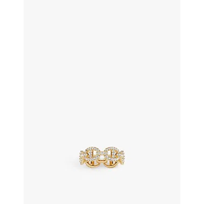 Apm Monaco Womens Maille Marine 18ct Yellow Gold-plated Metal Alloy And Zirconia Ring In Yellow Gold