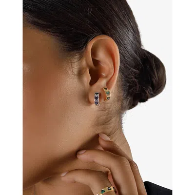 Apm Monaco Womens Morse Code Heart Sterling-silver And Cubic Zirconia Huggie Earrings In Silver