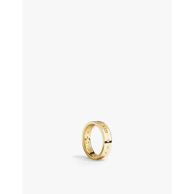 Apm Monaco Womens Love Morse Code 18ct Yellow Gold-plated Metal Alloy And Cubic Zirconia Ring In Yellow Gold