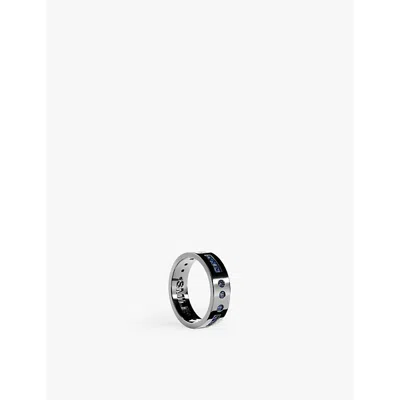 Apm Monaco Womens Black Morse Code Sterling-silver And Cubic Zirconia Ring In Black