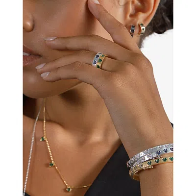 Apm Monaco Womens Morse Code Heart Sterling-silver And Cubic Zirconia Ring In Silver