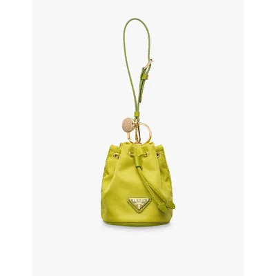 Prada Re-edition 1978 Re-nylon Keychain Pouch In Green